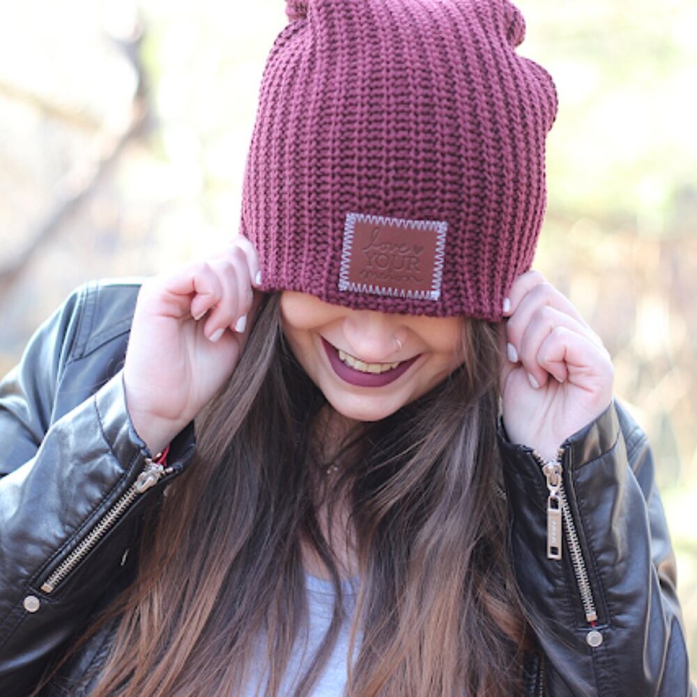 Love Your Melon Beanie For Men & Women One Size Burgundy Winter Hat Made In USA